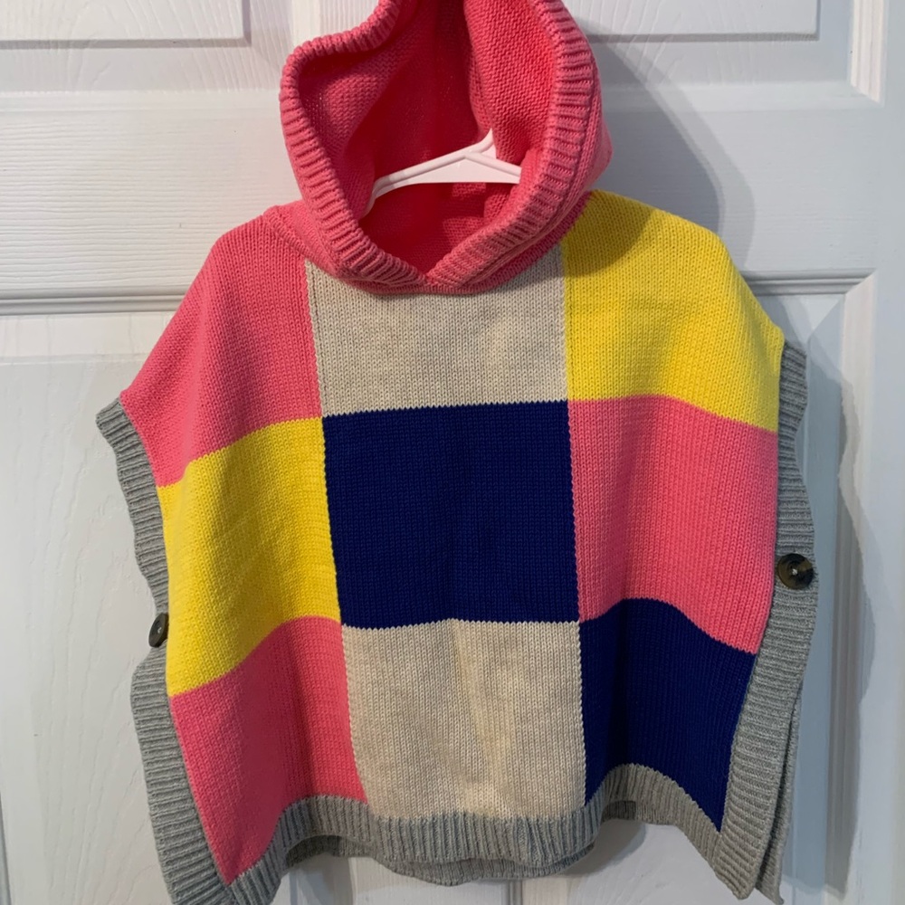 Hanna Andersson girls 3T Hooded cozy and colorful Sweater poncho